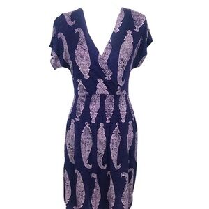 Tori Burch Silk Purple Paisley Wrap Dress
